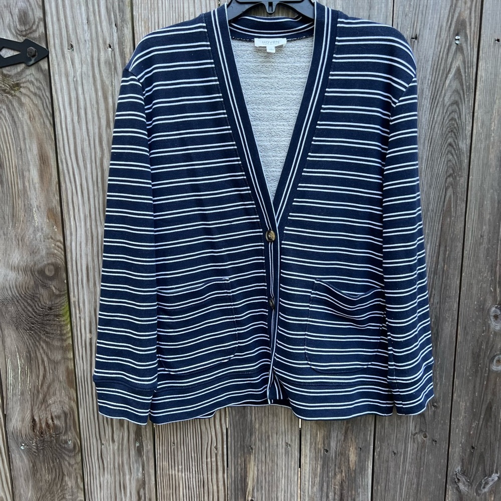 HAVEN Well Within Navy and White Striped Cardigan Women’s Small